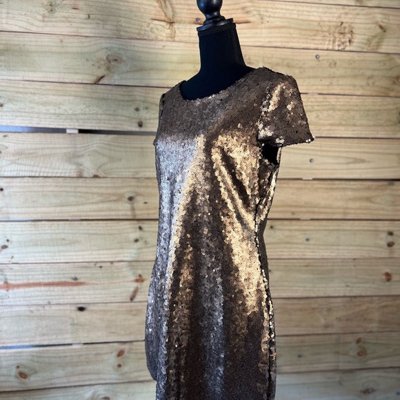 Tulle size large gold sequin dress - Picture 2 of 4